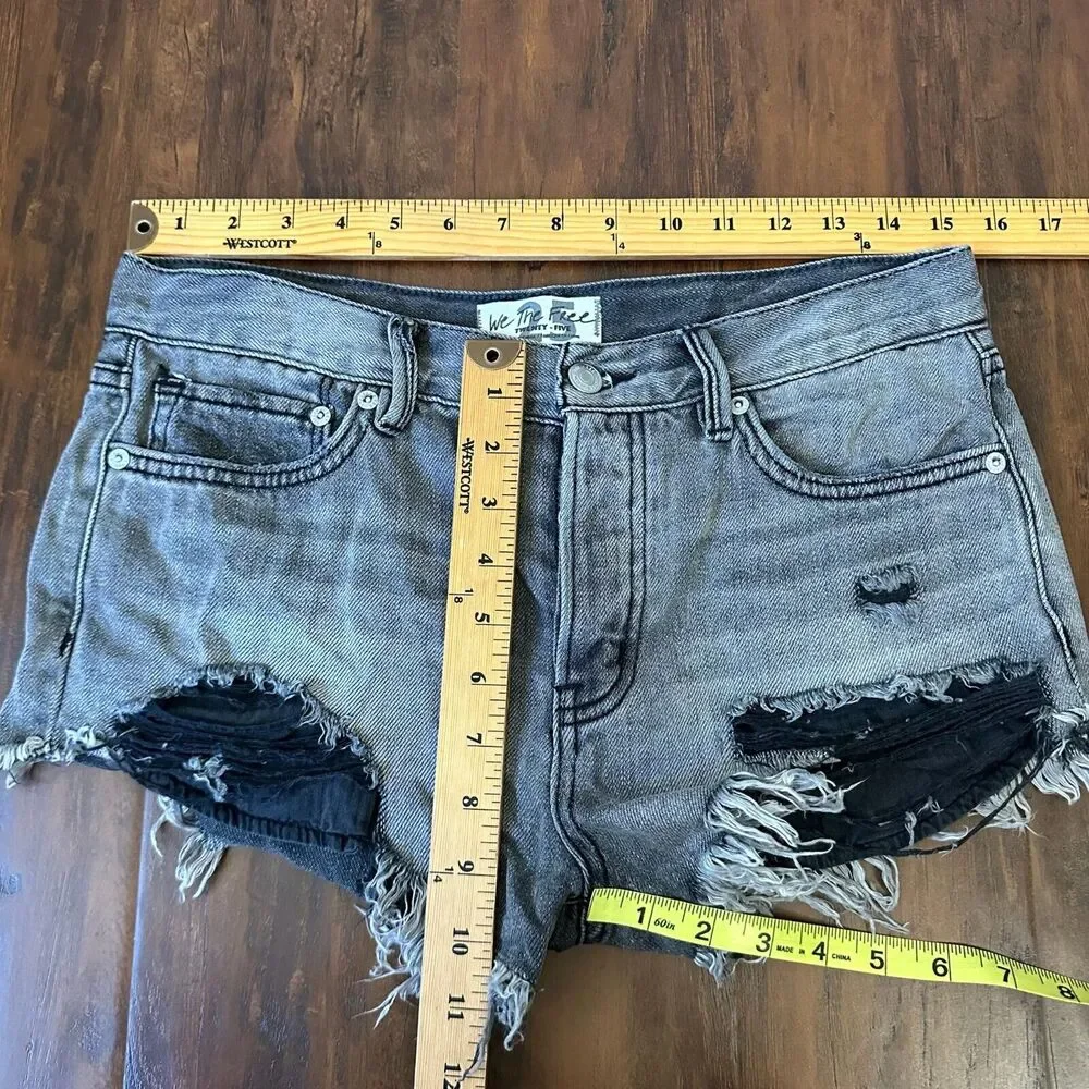WE THE FREE Good Vibration Cut-Off Jean Shorts Gray Distressed